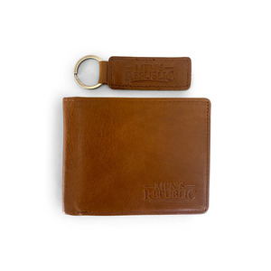 Everything_but_Flowers_Tan Leather Wallet and Keyring Set Mens Republic