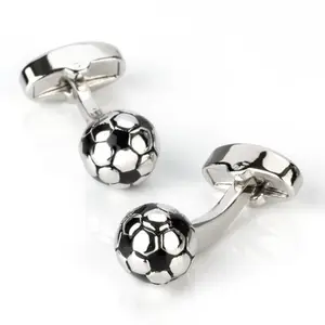 Everything_but_Flowers_3D Silver and Black Soccer Ball Football Cufflinks